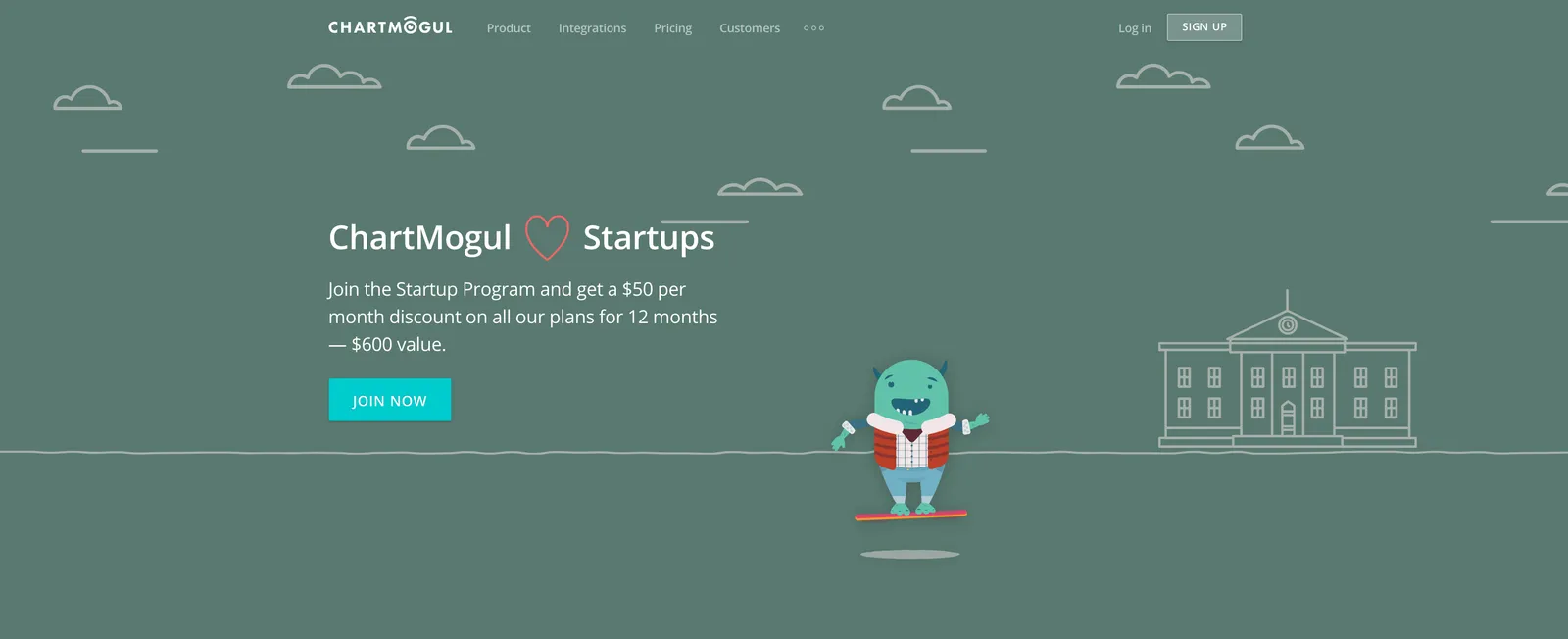 The ChartMogul Startup program landing page (chartmogul.xyz/startups)